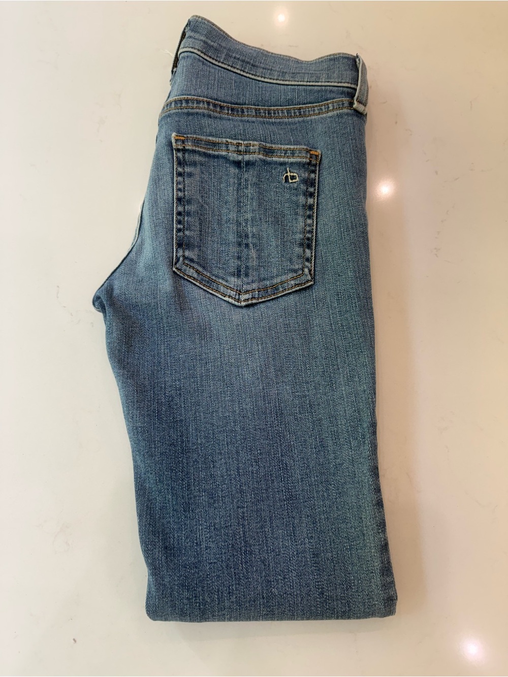 Rag & Bone Skinny Ankle Jeans Size 24 Levee Blue Raw Hem